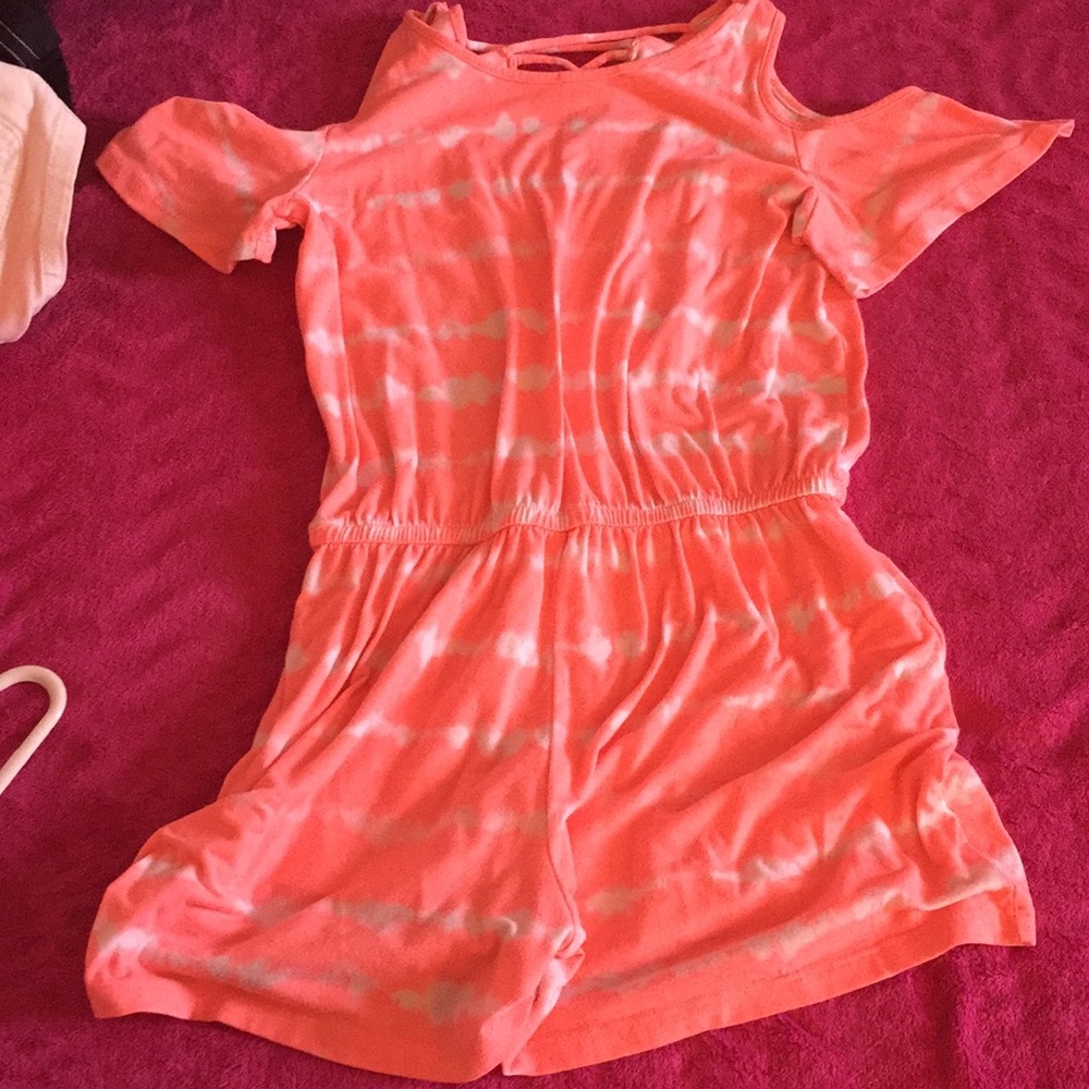 Orange and white romper